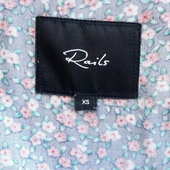 Rails Minka Navy Blue & Pink Short Sleeve V-neck Front Key-hole & Tie Romper M - Picture 10 of 16